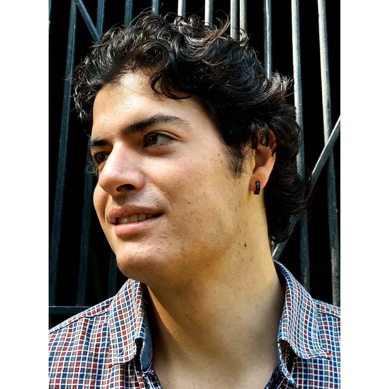 Traveller Hoops - Heren - Edelstaal - Zwart - Carbon blauw