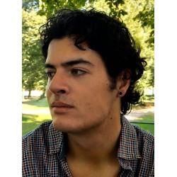 Traveller Stud Earrings- Men - Stainless Steel - Black - Shiny - Ø 8mm - 181249