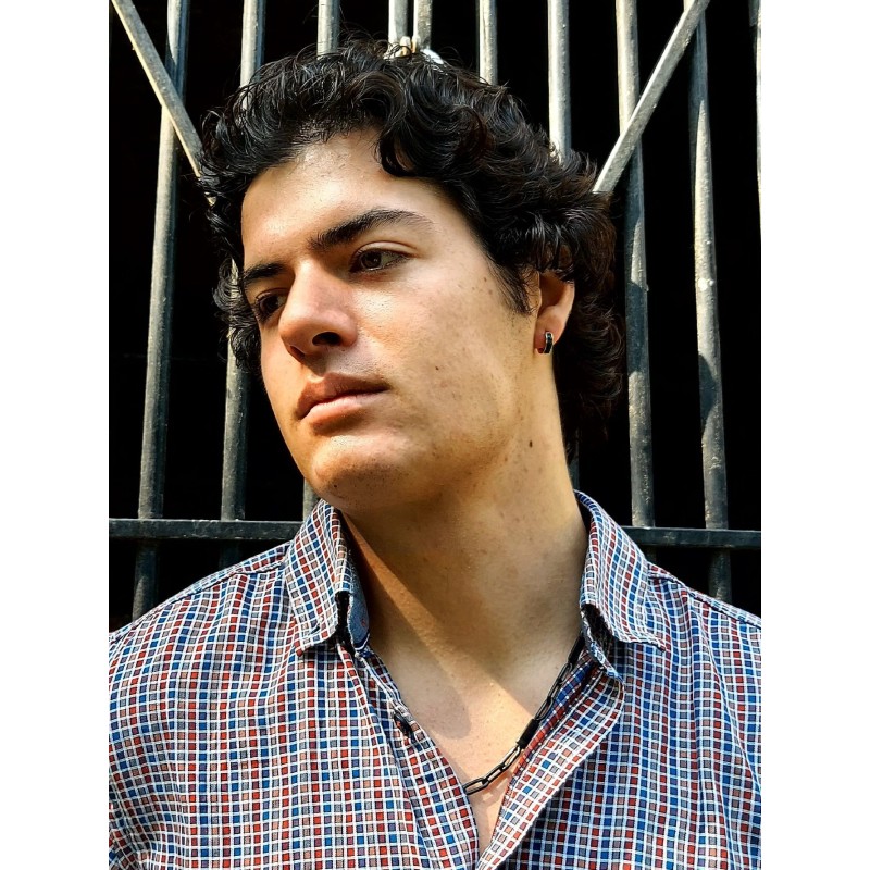 Traveller Oorringen - Heren - Edelstaal - Verguld - Carbon - Zwart / Grijs - Ø 14mm - 181255