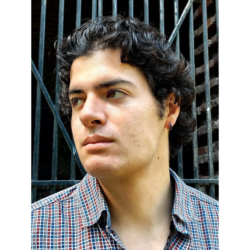 Traveller Creolen - Herren - Edelstahl - Rosé Vergoldet - Karbon - Schwarz / Grau - Ø 14mm