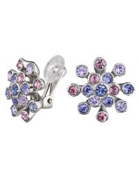Traveller Clip earrings - Blume - Preciosa Kristalle - Violett - Platinum...
