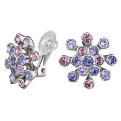 Traveller Ohrclip - Silberfarben - Kristalle - Violet - Platiniert - Blume - 17 mm - 157549