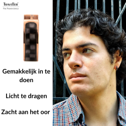 Traveller Oorringen- Heren - Edelstaal - Rosé Verguld - Carbon - Zwart / Grijs - Ø 14mm
