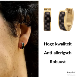 Traveller Oorringen - Heren - Edelstaal - Verguld - Carbon - Zwart / Grijs - Ø 14mm