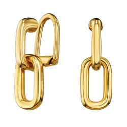 Traveller Clip-on Earrings - Drop Earring - 22ct Gold Plated - Links - 23 x 7 mm - 157663