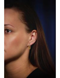 Traveller Clip Oorbellen - Hangers - Bicolor - 22kt Verguld en Geplatineerd - Schakels - 23 x 7 mm