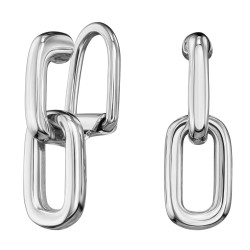 Traveller Clip-on Earrings - Drop Earring - Silver Coloured - Links - Platinum Plated - 23x7 mm - 157664