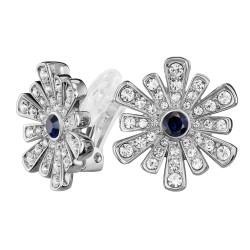 Traveller Ohrclip - Silberfarben - Kristalle - Blau Blumenherz - Blumenform - Platiniert - Ø 15mm - 157605