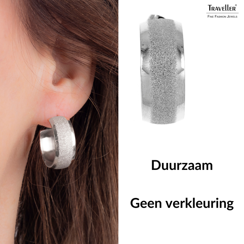 Traveller Oorringen - Dames - Edelstaal - Zilverkleurig - Glitter - Ringen 3/4 - 23 mm