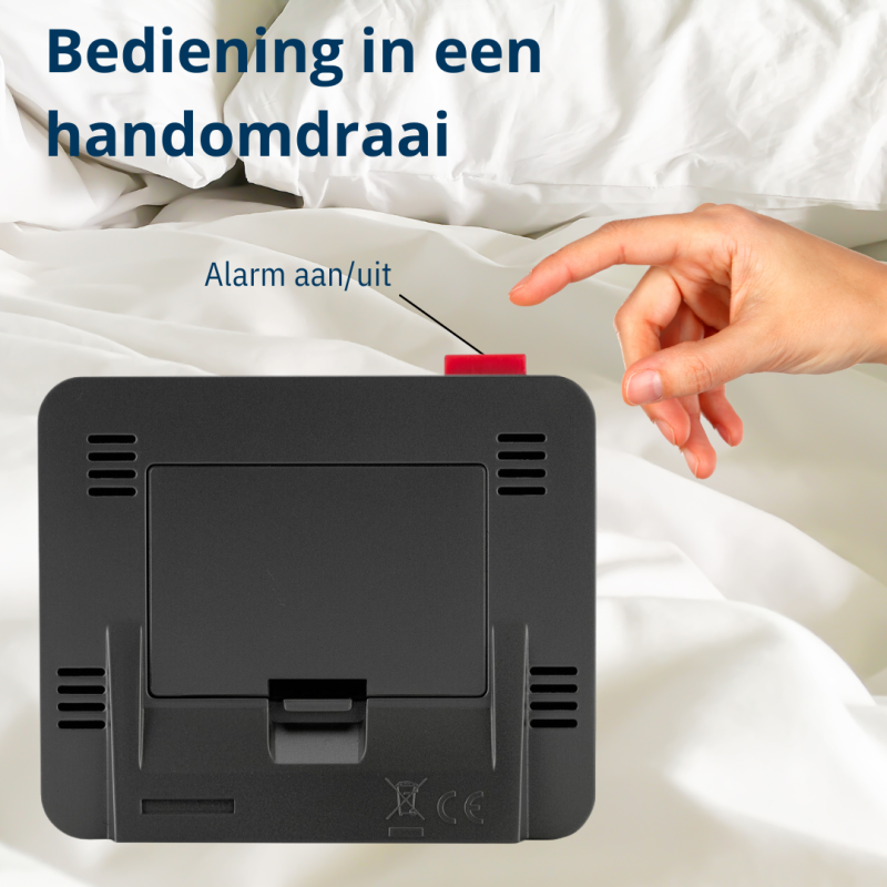 ATRIUM Alarm Clock - Radio-controlled - Digital - Black - Light - Snooze - Build-up Beep Tone