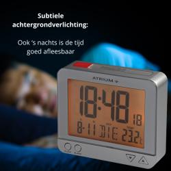 ATRIUM wekker - Radiogestuurd - Digitaal - Zilver - A760-19