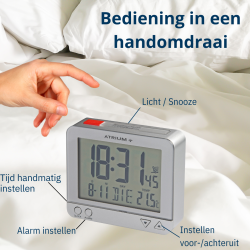 ATRIUM wekker - Radiogestuurd - Digitaal - Zilver - A760-19