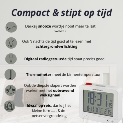 ATRIUM wekker - Radiogestuurd - Digitaal - Wit - A760-0