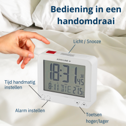 ATRIUM wekker - Radiogestuurd - Digitaal - Wit - A760-0