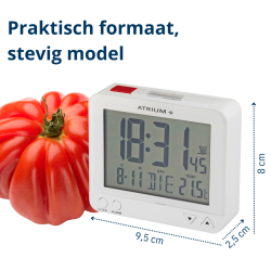 ATRIUM wekker - Radiogestuurd - Digitaal - Wit - Licht - Snooze - Opbouwende Pieptoon Alarm
