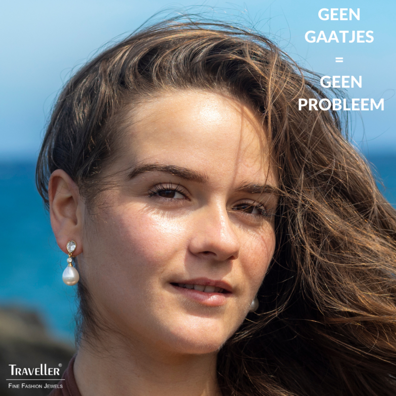 Clip oorbellen hangers goudkleurig met parels en kristal