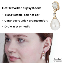 Clip oorbellen hangers goudkleurig met parels en kristal