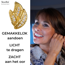 Traveller Clip Oorbellen - 22kt Verguld - Kristal - Bladvormig - 15 x 10 mm