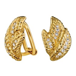 Traveller Ohrclip - 22kt Vergoldet - Kristalle - Blattförmig - 15 x 10 mm - 157613