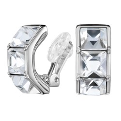 Traveller Ohrclips - Silberfarben - Kristalle - Platiniert - 16 x 8 mm