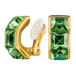 Traveller Clip Oorbellen - 22kt Verguld - Kristal - Groen Peridot - 16 x 8 mm