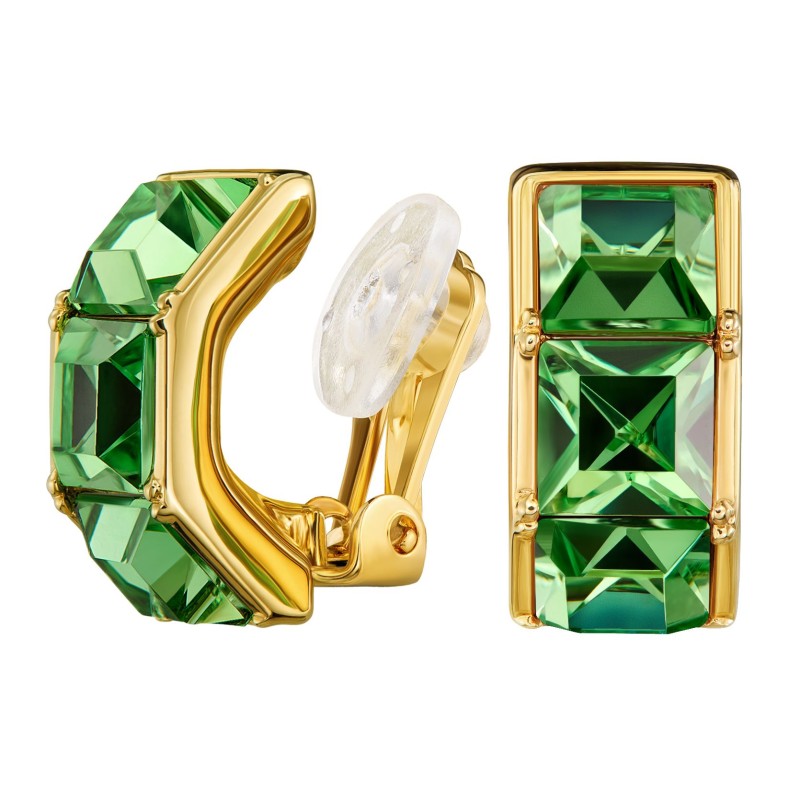 Traveller Ohrclips - 22kt Vergoldet - Kristalle - Grün Peridot - 16 x 8 mm - 157626