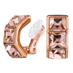 Traveller Clip Oorbellen - Rose Verguld - Kristal - Roze Vintage Rose - 16 x 8 mm - 157627