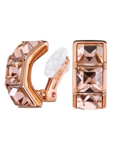 Traveller Clip-on Earrings - Rose Gold Coloured - Crystals - Pink - Rose Gold Plated - 16x8 mm - 157627