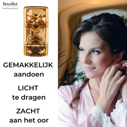 Traveller Clip Oorbellen - 22kt Verguld - Kristal - Bruin Topaz - 16 x 8 mm