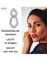 Traveller Clip Oorbellen - Hangers - Zilverkleurig - Kristal - Schakels - Geplatineerd - 31x15 mm