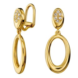 Traveller Ohrclip - Hänger - 22kt Vergoldet - Kristalle - Oval - 32x12 mm - 157642