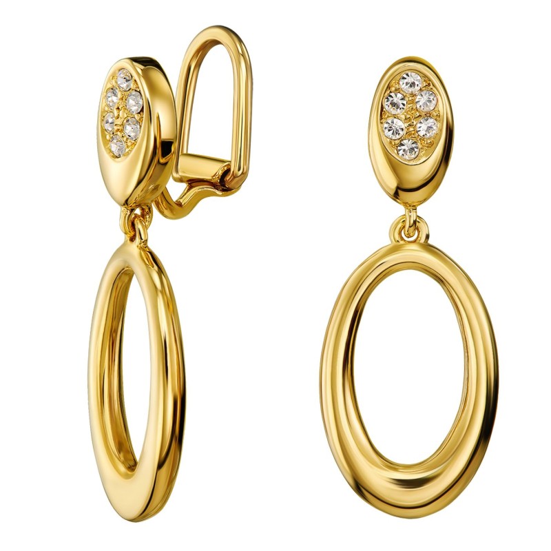 Traveller Ohrclip - Hänger - 22kt Vergoldet - Kristalle - Oval - 32x12 mm - 157642
