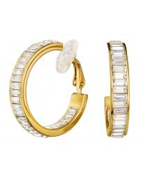 Traveller Clip Oorbellen - Oorringen - 22kt Verguld - Kristal - Ø 30mm