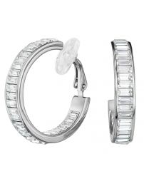 Traveller Ohrclip - Creolen - Silberfarben - Kristalle - Platiniert - Ø 30mm - 157653