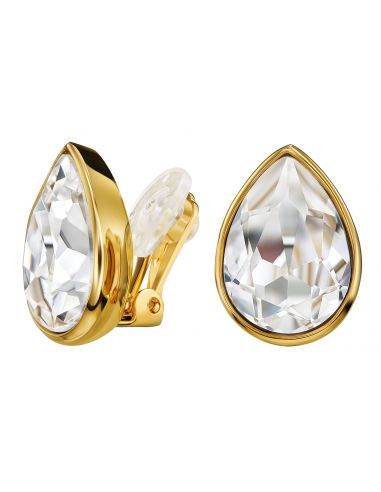 Traveller Clip Oorbellen - 22kt Verguld - Kristal - Druppel - 15x11 mm - 157654