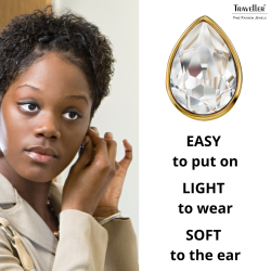 Traveller Clip-on Earrings - 22ct Gold Plated - Crystals - Teardrop - 15x11 mm