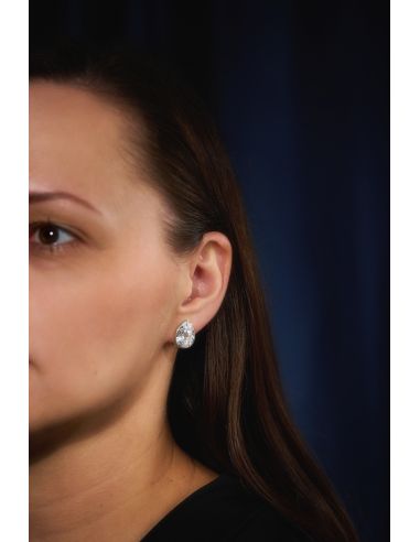 Traveller Ohrclips - Silberfarben - Kristalle - Tropfen - Platiniert - 15 x 11 mm