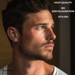 Traveller Stud Earrings - Men's - Made in Germany - Stainless Steel - Square - Sustainable - 5 mm - 171009
