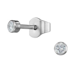 Traveller Ohrringe - Herren - Made in Germany - Zirkonia 2 mm - Edelstahl - Silberfarbe - Nachhaltig - 171012