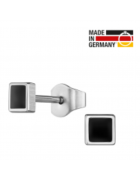 Traveller Ohrringe - Herren - Made in Germany - Edelstahl - Schwarz&Silber - Quadrat 4 mm - Nachhaltig - 171001