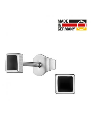 Traveller Ohrringe - Herren - Made in Germany - Edelstahl - Schwarz&Silber - Quadrat 4 mm - Nachhaltig - 171001
