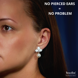 Traveller Drop Clip Earrings - Platinum Plated - Pearls - 10mm - White - Crystals - White Enamel - 26x18mm - 114261