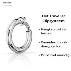 Traveller Clip Oorbellen - Oorringen - Zilverkleurig - 18 mm - Geplatineerd