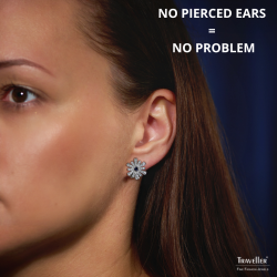 Traveller Clip-on Earrings - Platinum Plated - Crystals - Blue Flowerheart - Flower-shaped - Ø 15mm - 157605