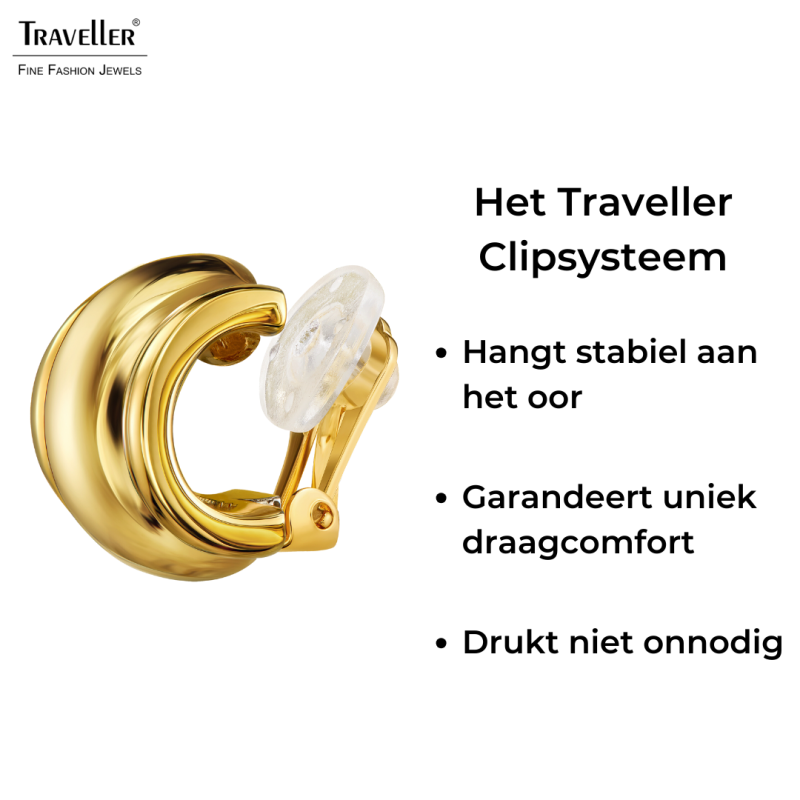 Traveller Clip Oorbellen - 22kt Verguld - 15 x 10 mm
