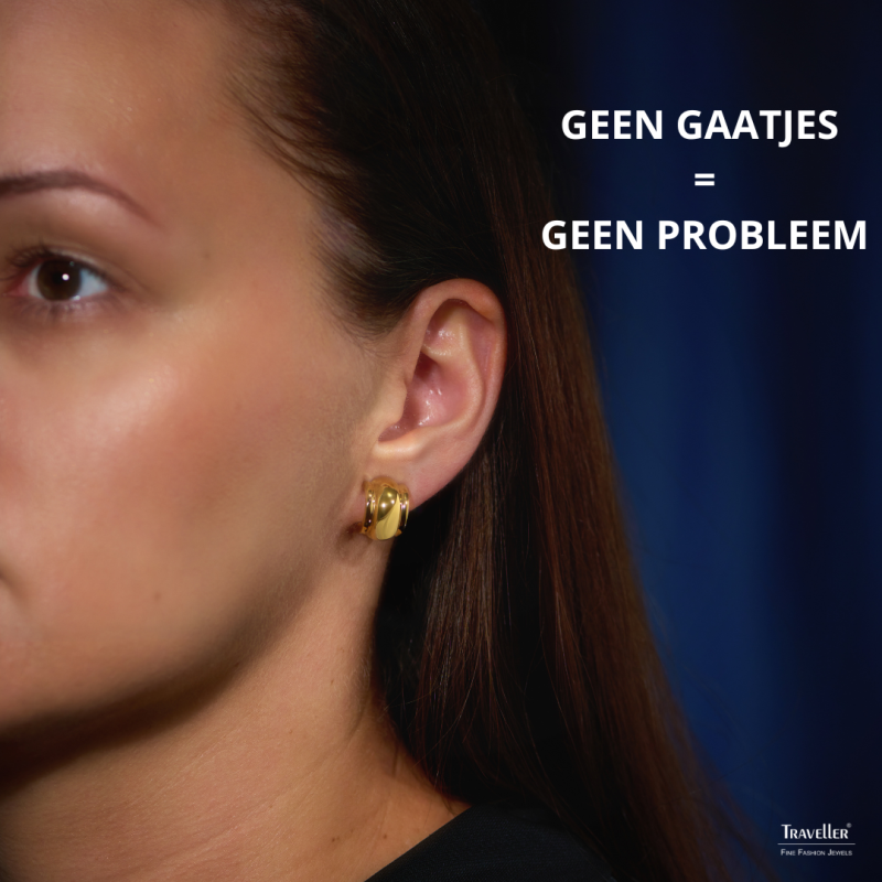 Traveller Clip Oorbellen - 22kt Verguld - 15 x 10 mm