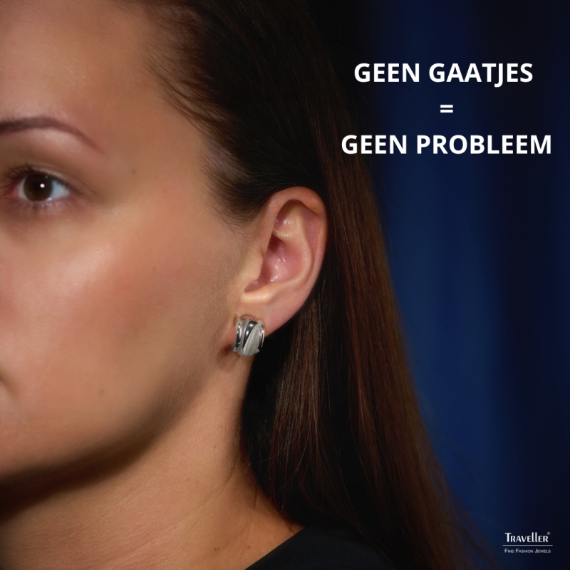 Traveller Oorclips - Zilverkleurig - 15 x 10 mm - Geplatineerd