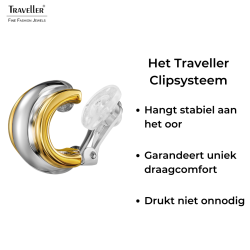 Traveller Clip Oorbellen - Bicolor - Zilver- en Goudkleurig - 15 x 10 mm - Verguld en Geplatineerd