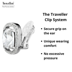 Traveller Clip Oorbellen - Zilverkleurig - Kristal - Geplatineerd - Vierkant - 15x15 mm