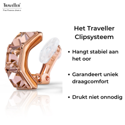 Traveller Clip Oorbellen - Rose Verguld - Kristal - Roze Vintage Rose - 16 x 8 mm - 157627